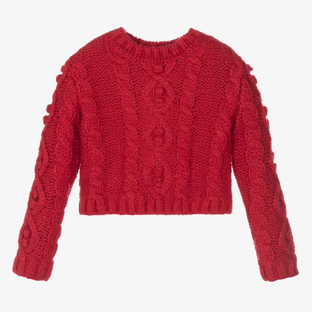 Boboli - Girls Red Knitted Sweater | Childrensalon
