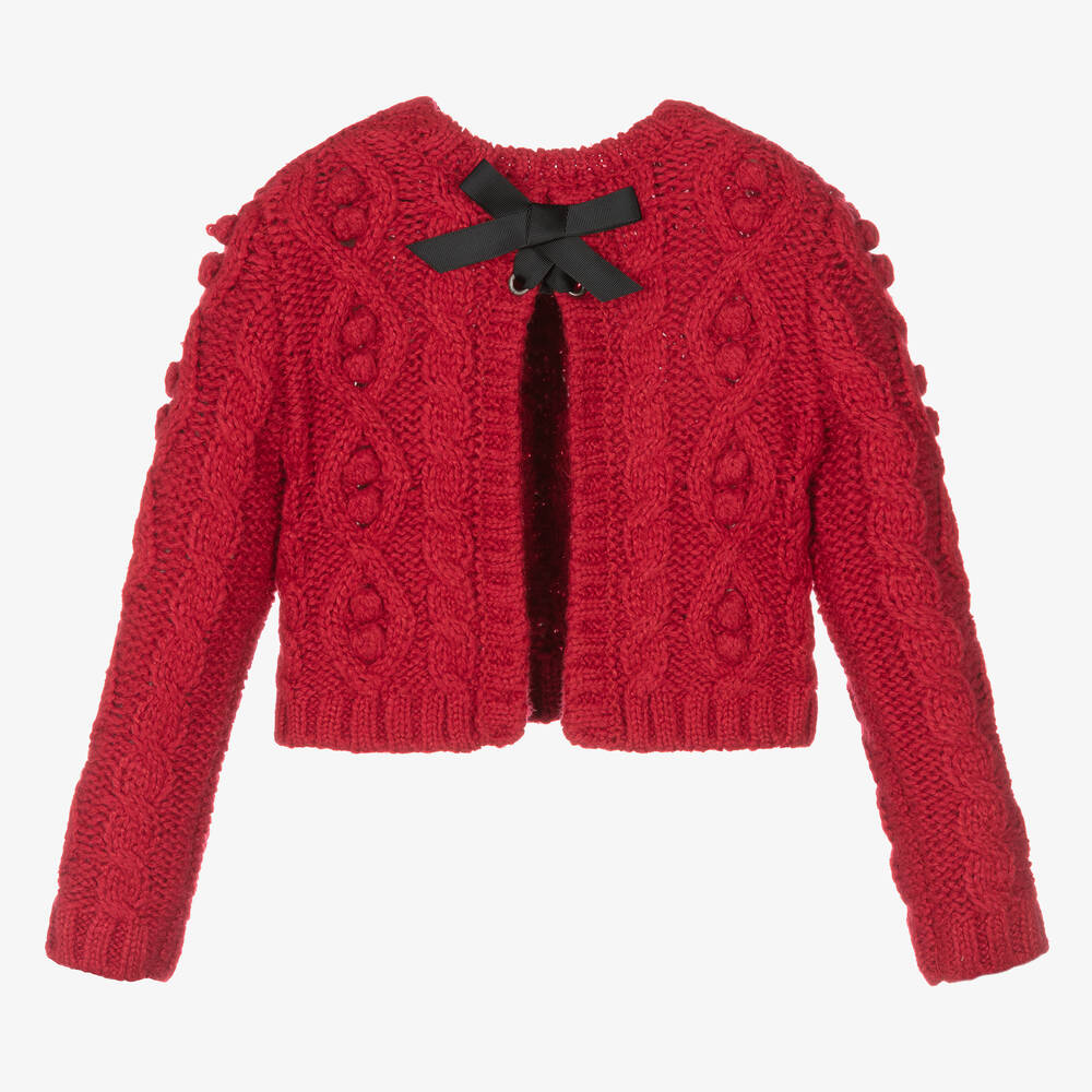 Boboli-Girls Red Knitted Sweater | Childrensalon Outlet