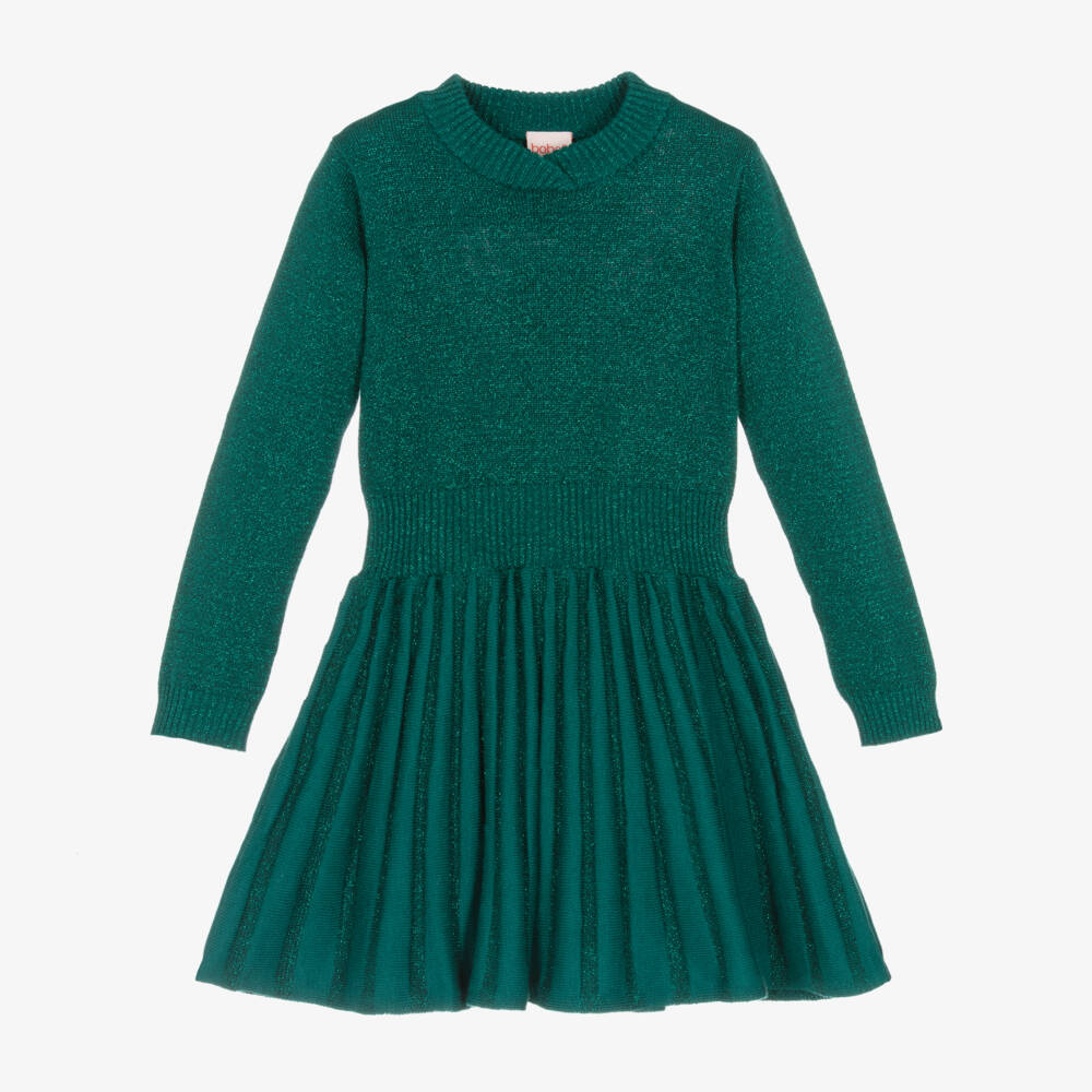 Boboli-Girls Shimmering Green Knit Dress | Childrensalon Outlet
