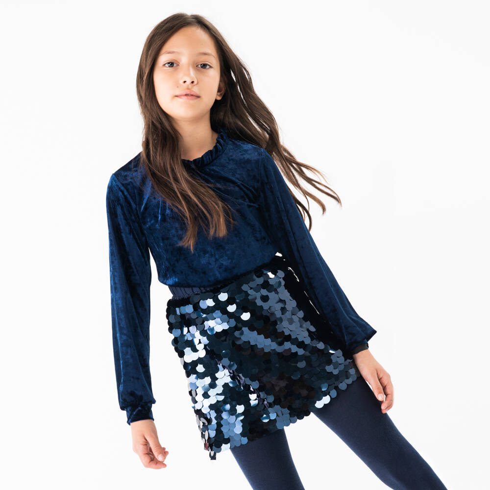 Boboli-Girls Shimmery Azure Tulle Skirt | Childrensalon Outlet