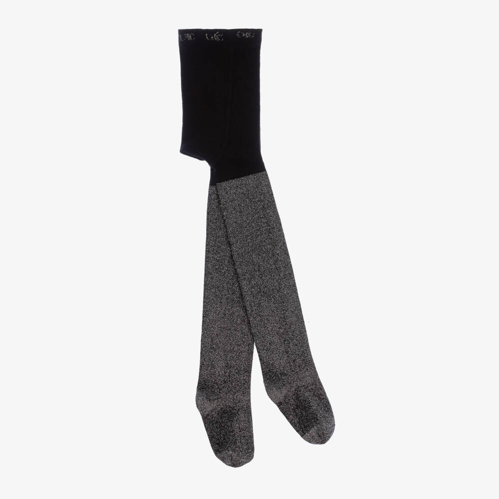Boboli-Girls Sparkling Black Cotton Tights | Childrensalon Outlet
