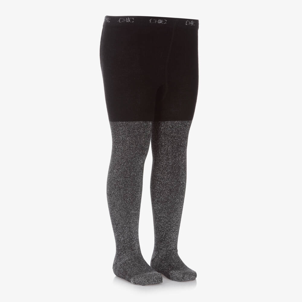 Boboli-Girls Sparkling Black Cotton Tights | Childrensalon Outlet