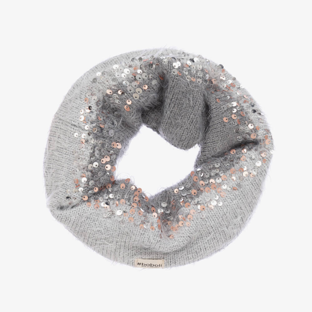 Boboli-Girls Sparkling Grey Knit Snood | Childrensalon Outlet