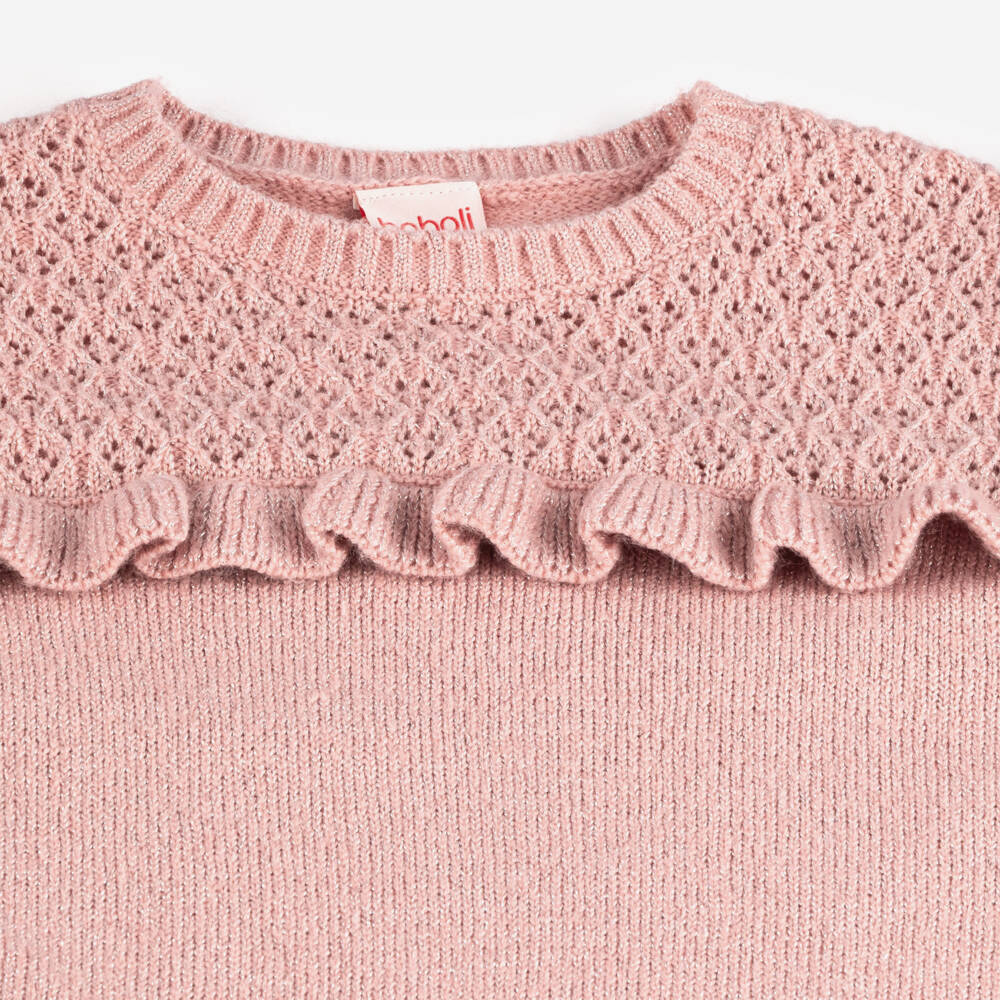 Boboli-Girls Sparkling Pink Knit Jumper | Childrensalon Outlet