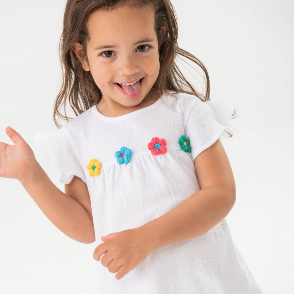 Boboli-Girls Spring White Blossom Leggings Set | Childrensalon Outlet