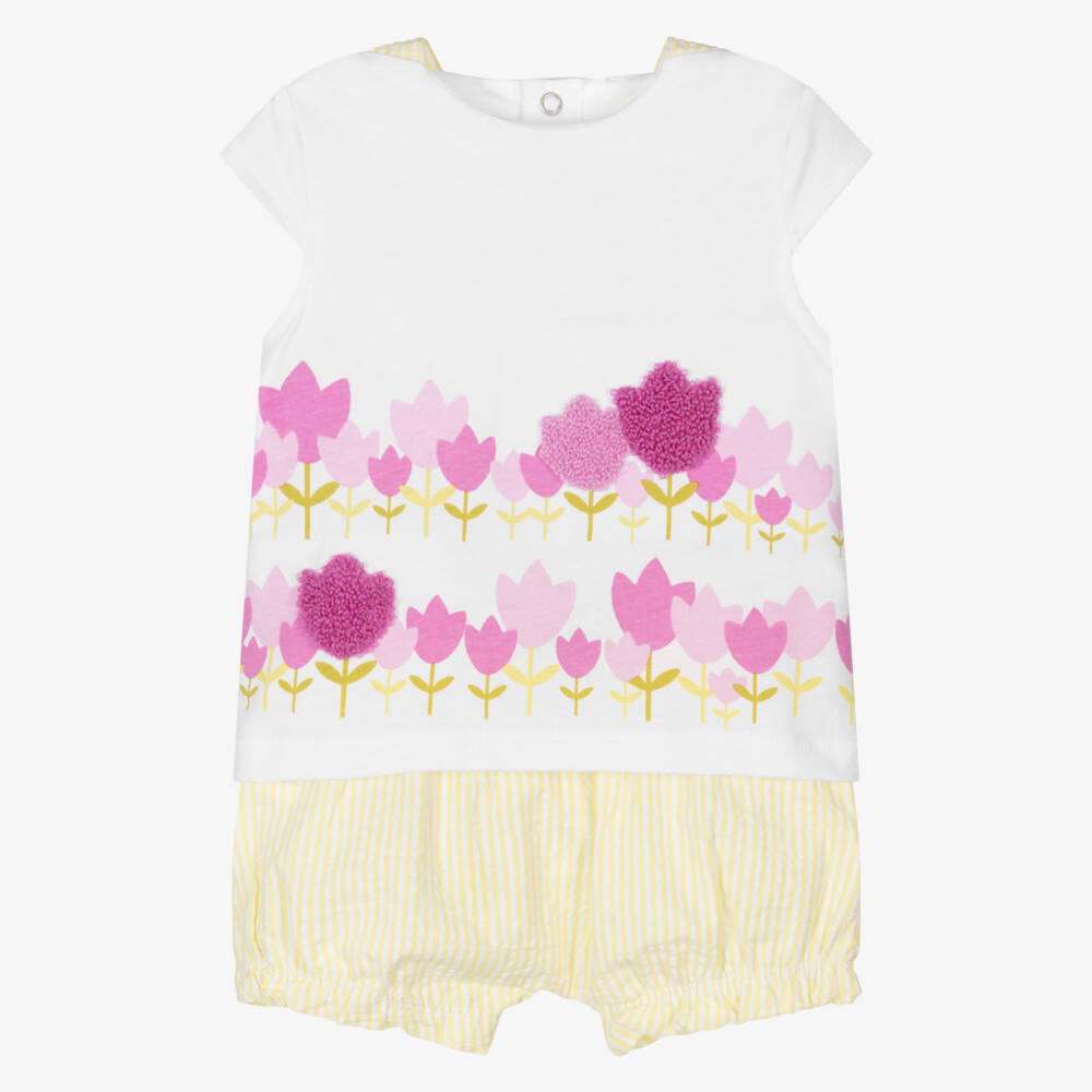 Boboli-Girls Sunny Seersucker Floral Ensemble | Childrensalon Outlet
