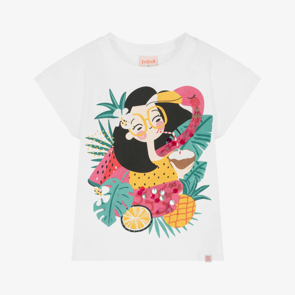 Boboli-Футболка из хлопка Тропический рай для девочек | Childrensalon Outlet