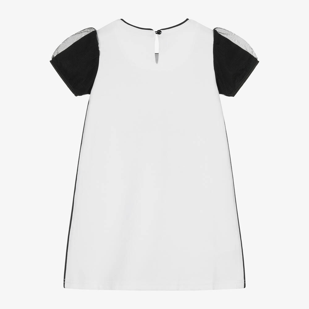 Boboli-Girls White Bag Print Cotton Dress | Childrensalon Outlet