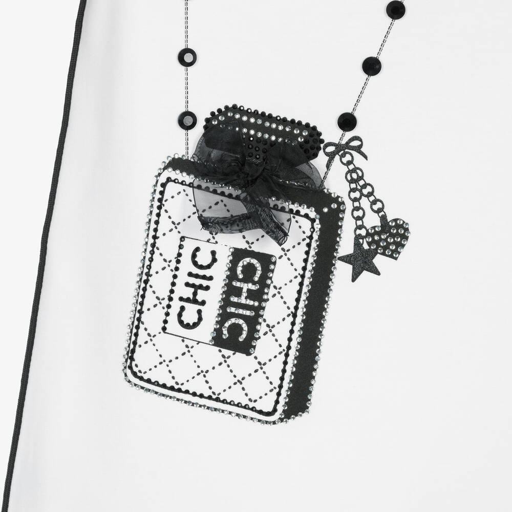 Boboli-Girls White Bag Print Cotton Dress | Childrensalon Outlet