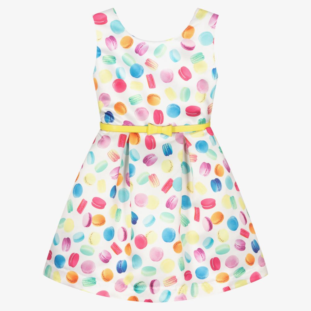Girls White Belted Dress