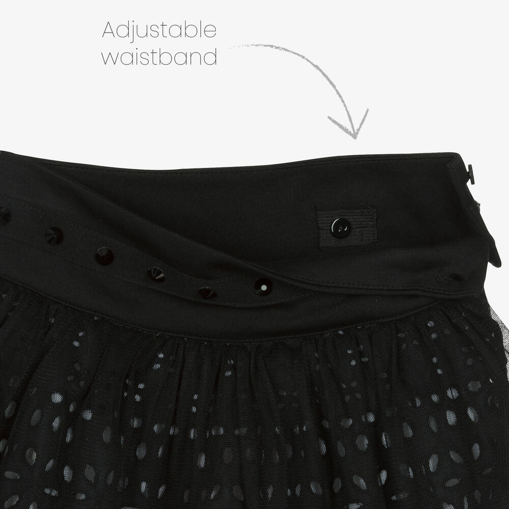 بوبولي-طقم تنورة قطن جيرسي لون أبيض وأسود | Childrensalon Outlet