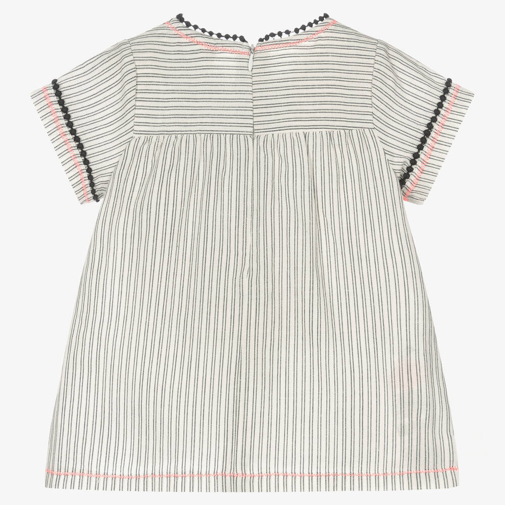Boboli-Girls White & Black Stripe Tunic Dress | Childrensalon Outlet