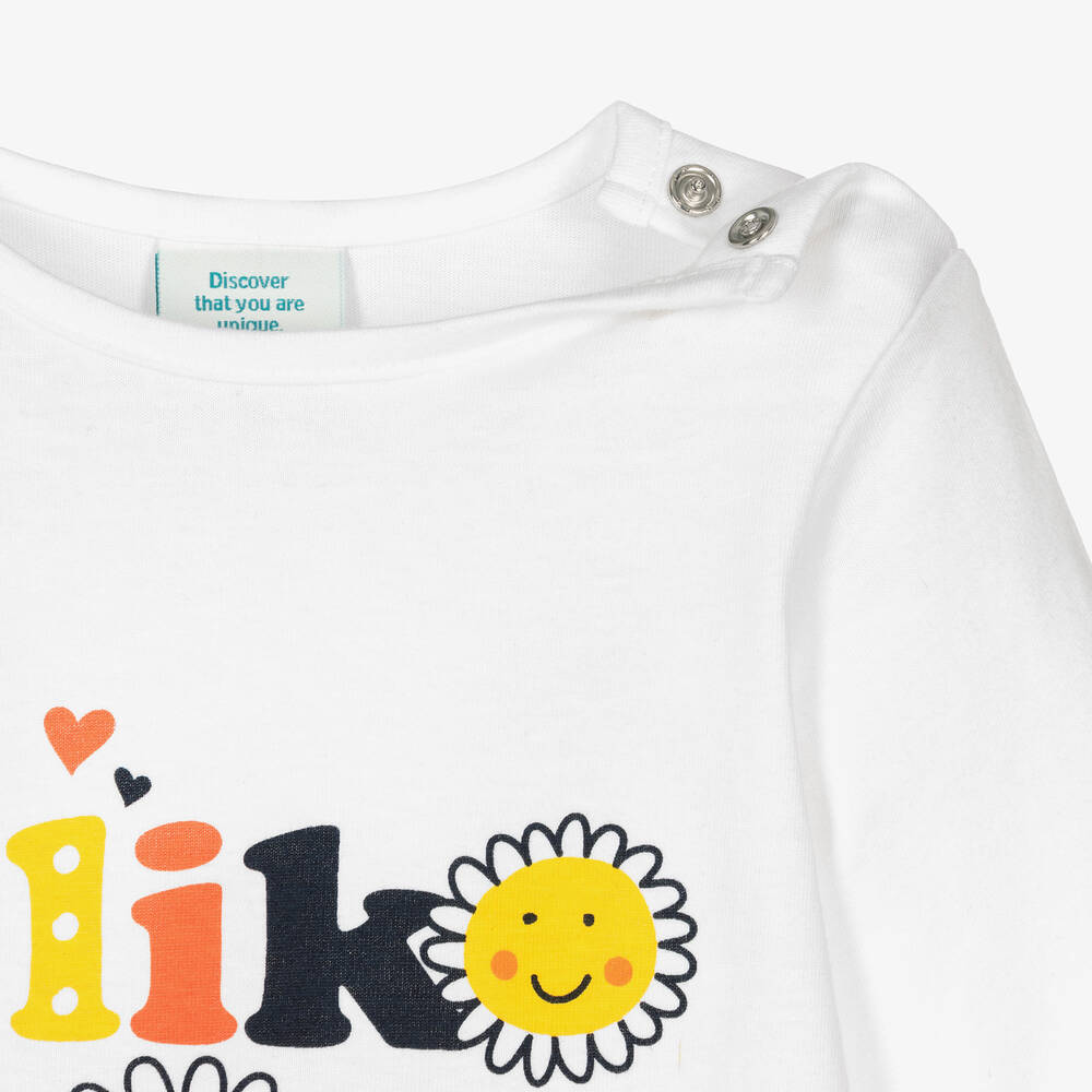 Boboli-طقم ليغنغز قطن لون أبيض وكحلي بطبعة ورود للبنات | Childrensalon Outlet