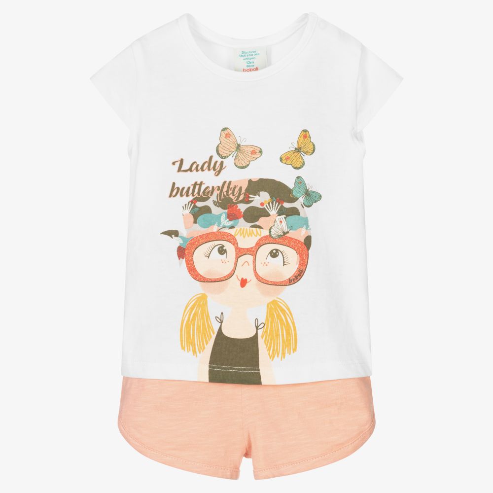 Boboli - T-shirt et short blanc/corail Fille | Childrensalon