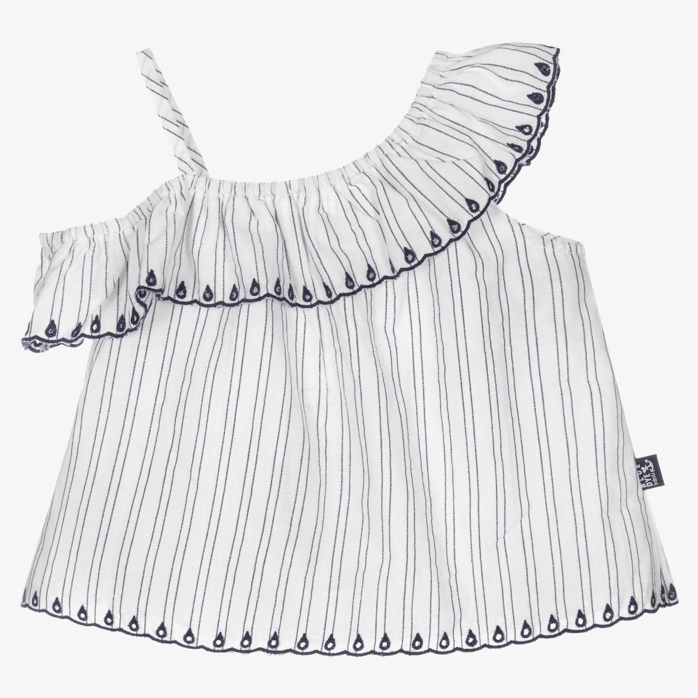 Boboli - Girls White Cotton Blouse | Childrensalon