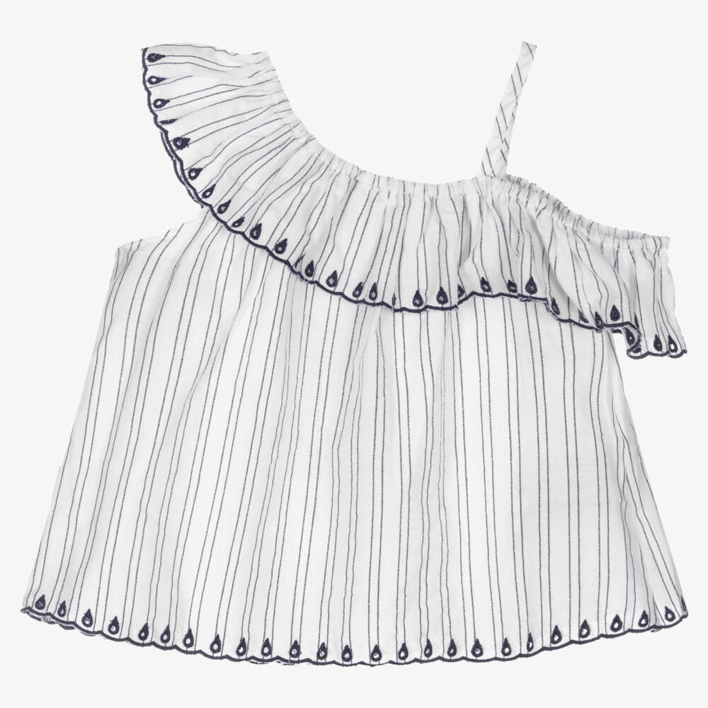 Boboli-Girls White Cotton Blouse | Childrensalon Outlet