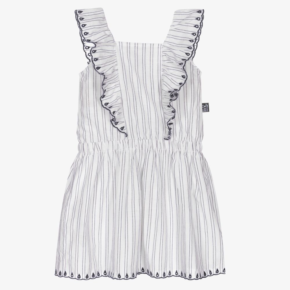 Boboli-Girls White Cotton Dress | Childrensalon Outlet