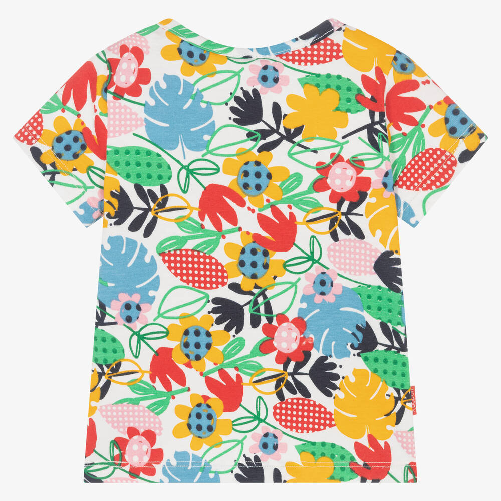 Boboli-Girls White Cotton Floral T-Shirt | Childrensalon Outlet