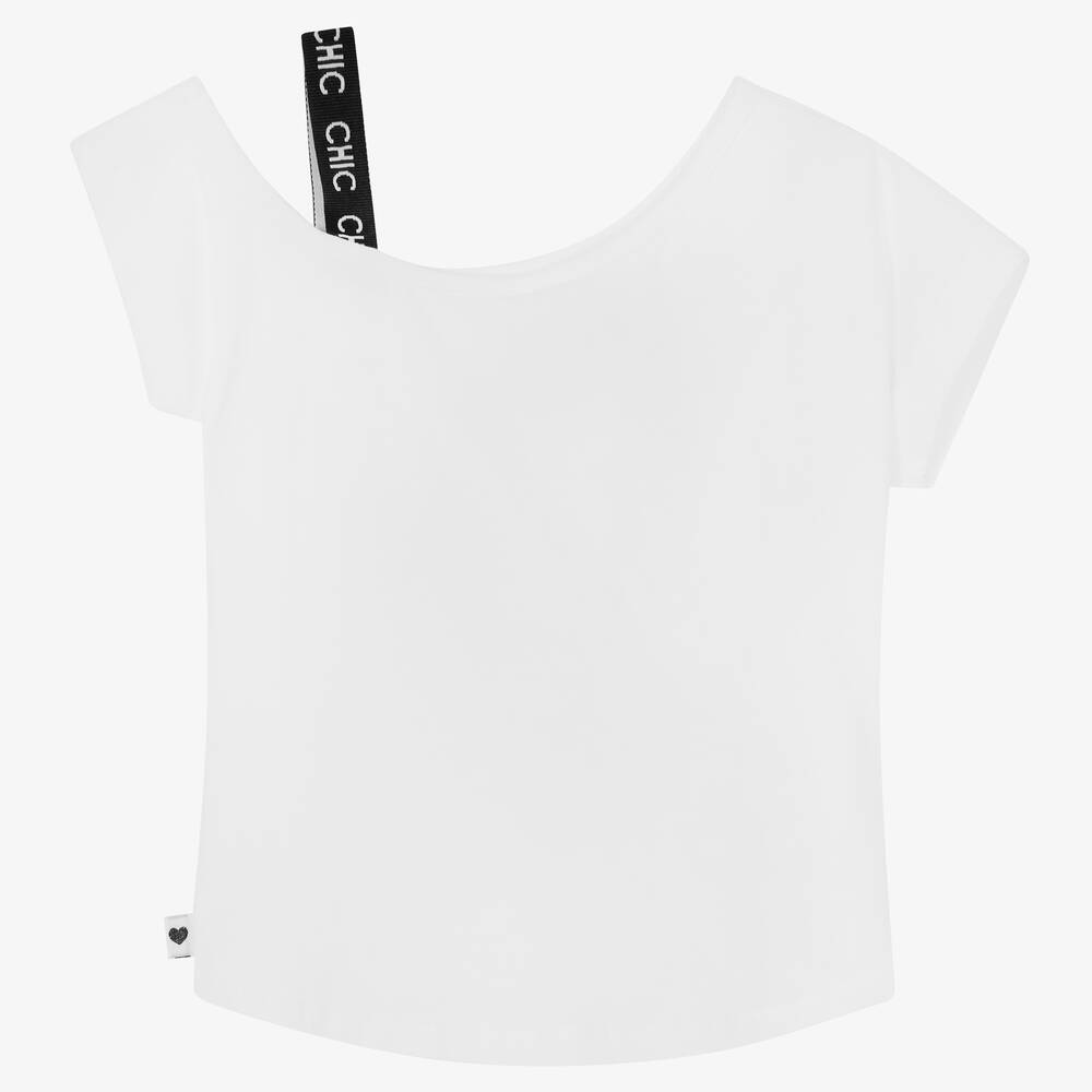 Boboli-Белый хлопковый топ с цветком | Childrensalon Outlet