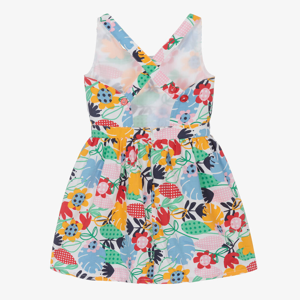 Boboli-Белое хлопковое платье с листьями | Childrensalon Outlet