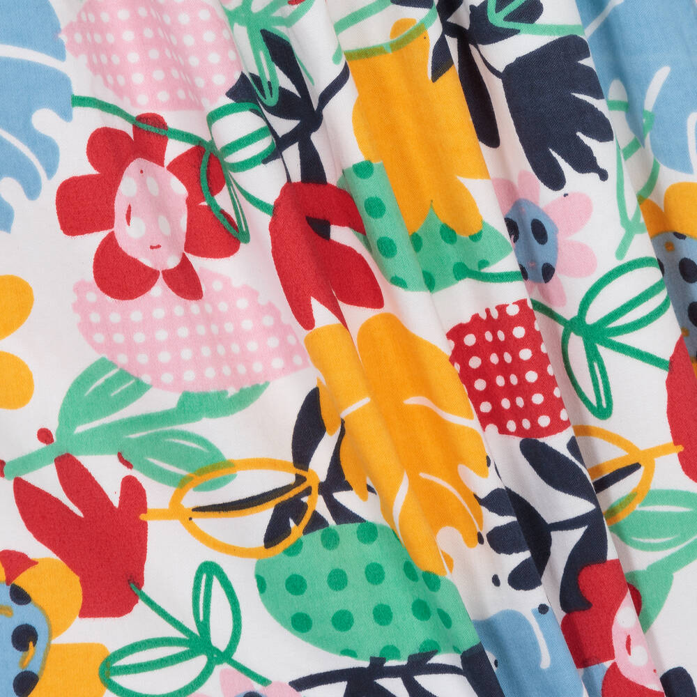 Boboli-Белое хлопковое платье с листьями | Childrensalon Outlet