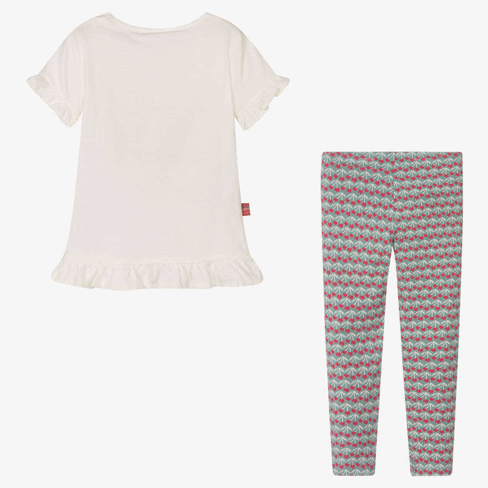 Boboli-Girls White & Green Cotton Leggings Set | Childrensalon Outlet