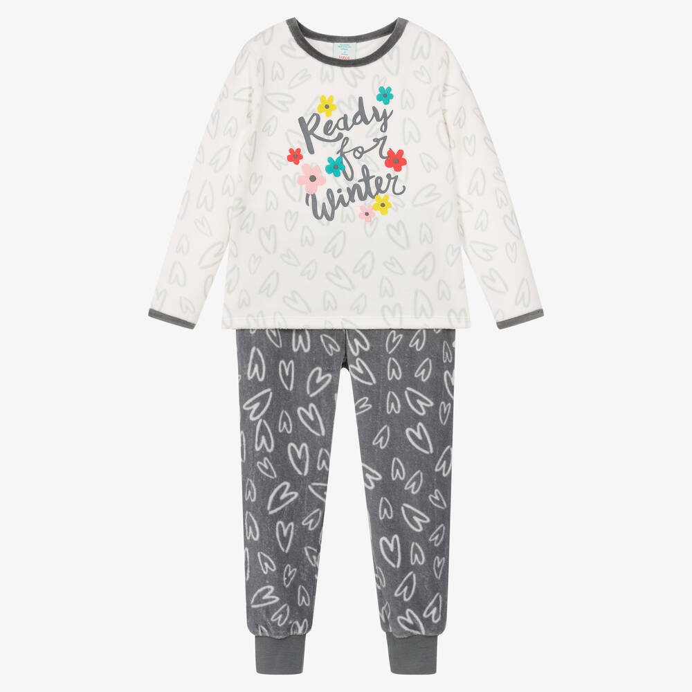 Boboli - Pyjama blanc et gris fille | Childrensalon