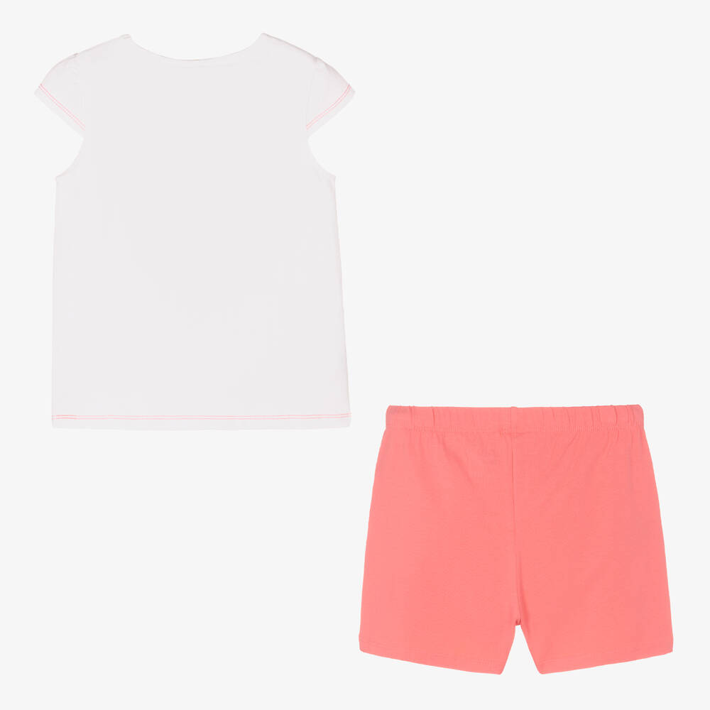 Boboli-Короткая бело-розовая пижама из хлопка | Childrensalon Outlet