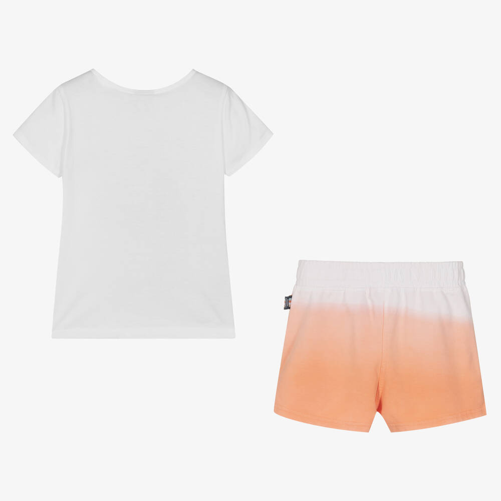 Boboli-Белая футболка и розовые шорты из хлопка | Childrensalon Outlet