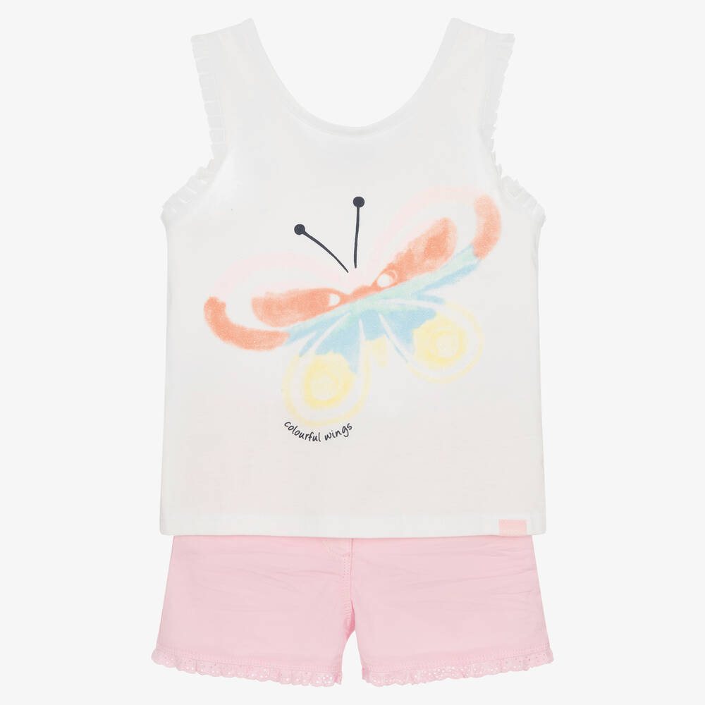 Boboli - Ensemble short blanc et rose fille | Childrensalon