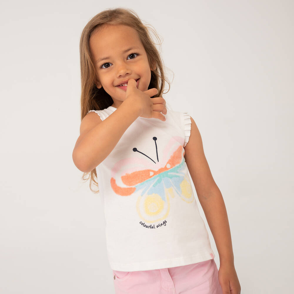 Bobux-طقم شورت قطن جيرسي لون أبيض وزهري للبنات | Childrensalon Outlet