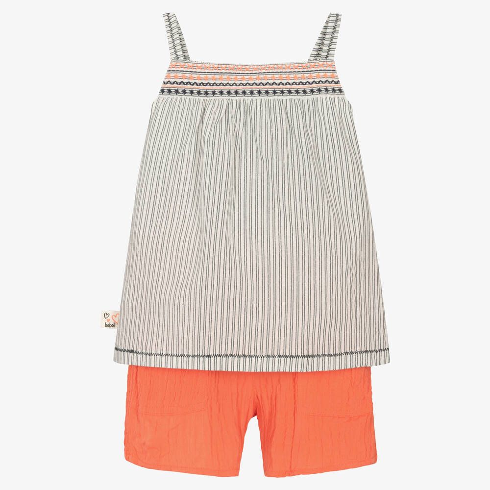 Boboli - Ensemble short blanc et rose fille | Childrensalon