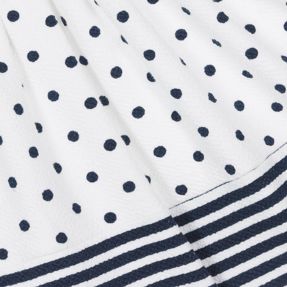 Boboli-فستان قطن جيرسي منقط لون أبيض وكحلي | Childrensalon Outlet