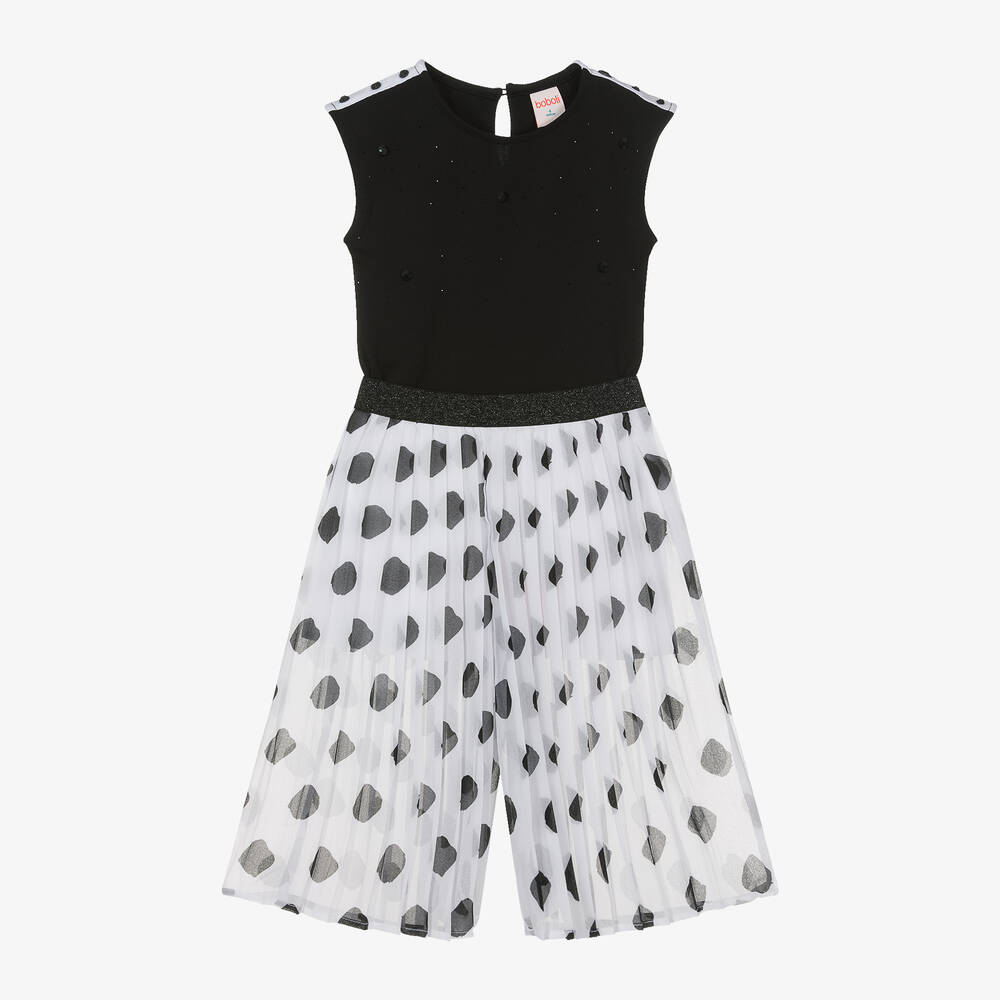 Boboli-Girls White Polka Dot Trouser Set | Childrensalon Outlet