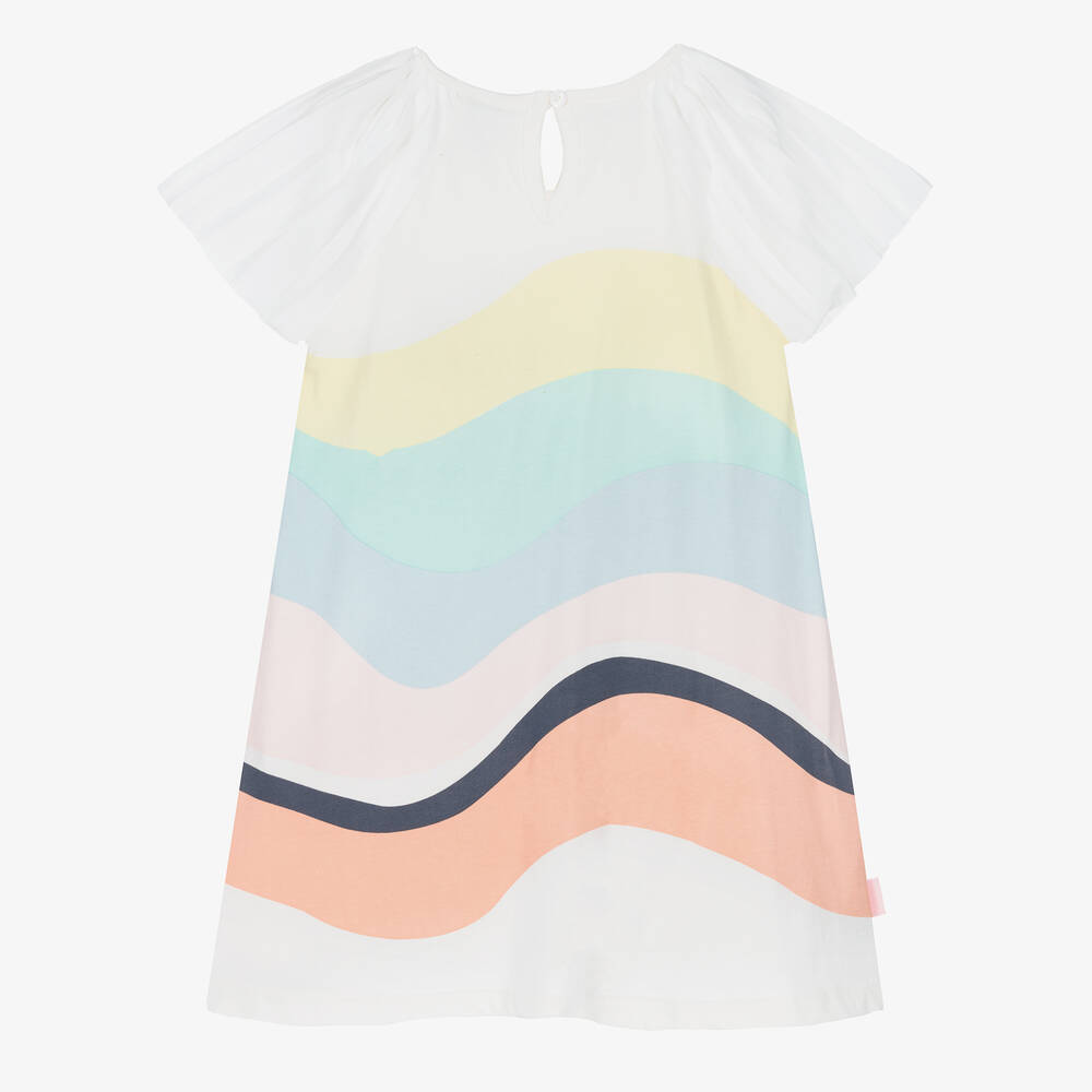 Boboli-فستان قطن جيرسي مقلم لون أبيض | Childrensalon Outlet