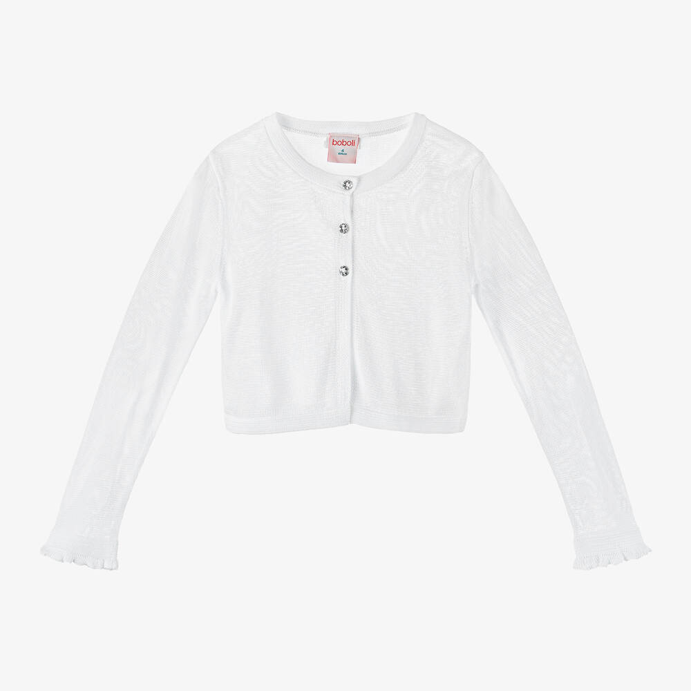 Boboli-Girls White Viscose Cardigan | Childrensalon Outlet