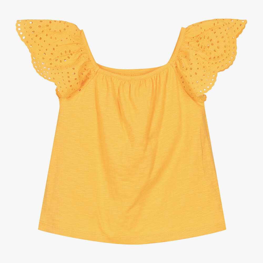 Boboli-Girls Yellow Cotton Jersey Blouse | Childrensalon Outlet