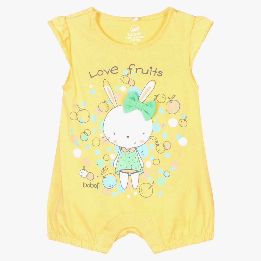 Boboli - Girls Yellow Cotton Shortie | Childrensalon