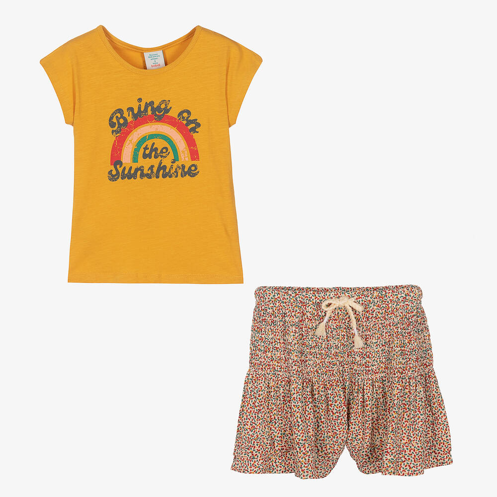 Boboli-Желтая футболка и шорты из хлопка | Childrensalon Outlet