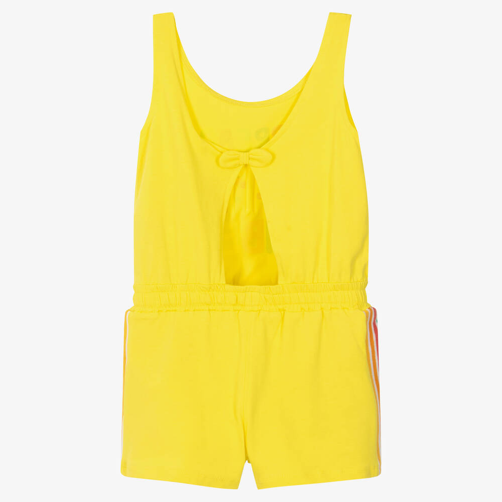 Boboli-Желтый хлопковый комбинезон со слоганом | Childrensalon Outlet