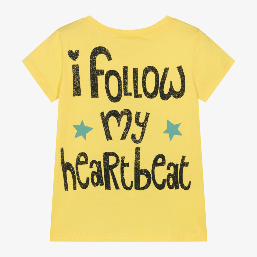Boboli-Girls Yellow Cotton T-Shirt | Childrensalon Outlet