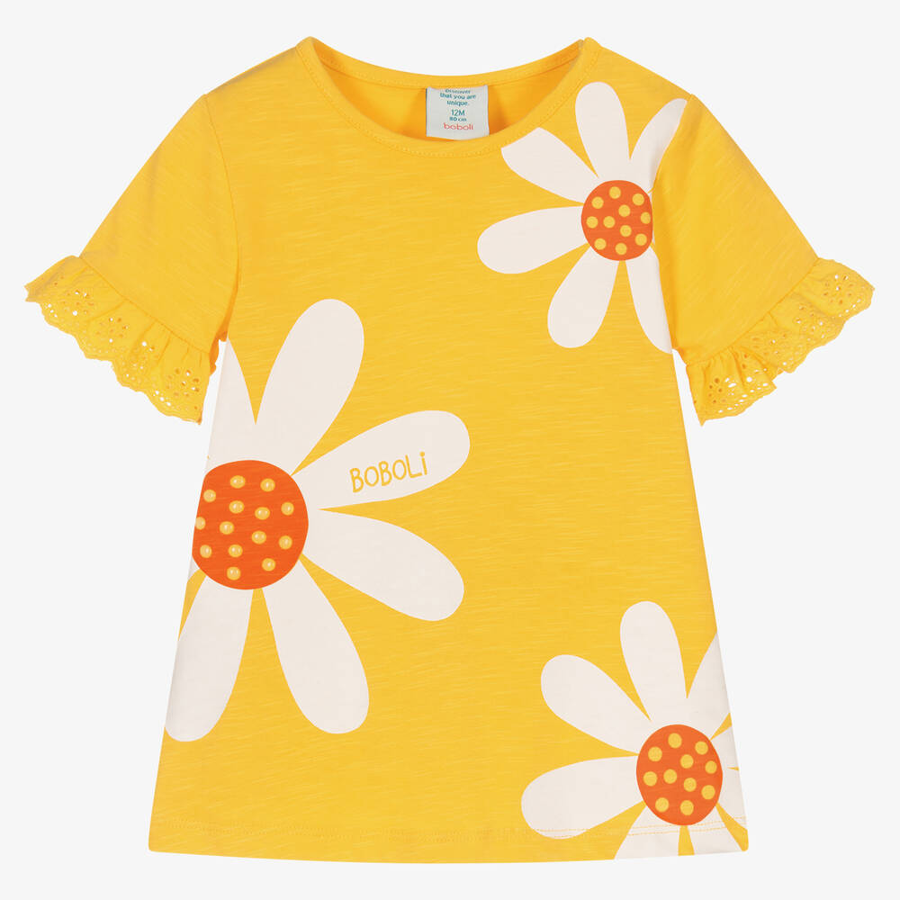 Boboli-فستان قطن لون أصفر | Childrensalon Outlet