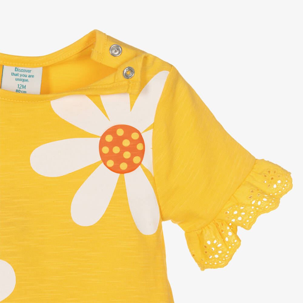 Boboli-Желтое хлопковое платье с ромашкой | Childrensalon Outlet