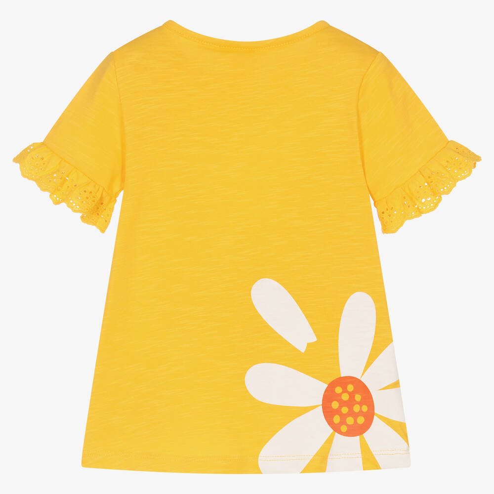 Boboli-Желтое хлопковое платье с ромашкой | Childrensalon Outlet