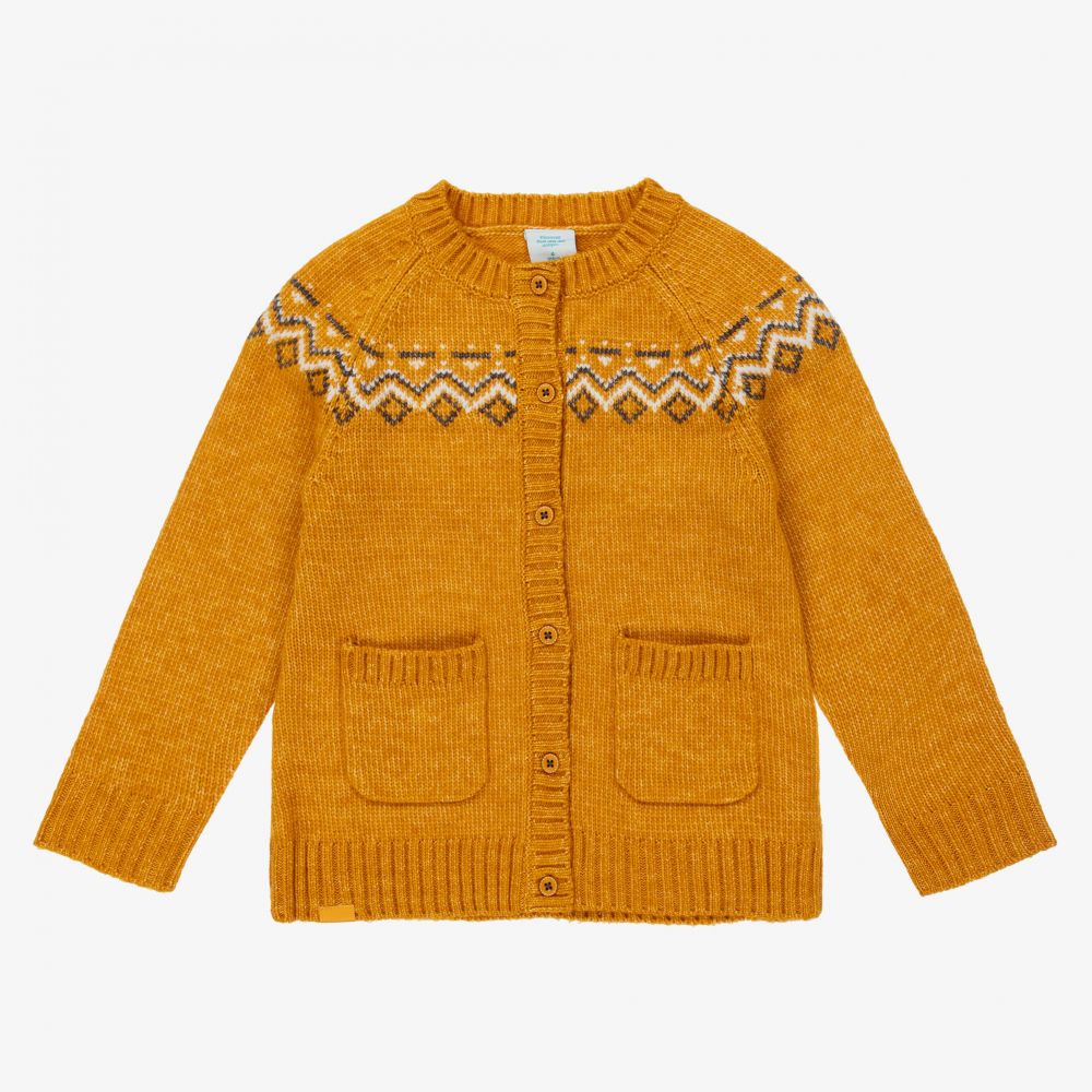 Boboli - Girls Yellow Knitted Cardigan  | Childrensalon