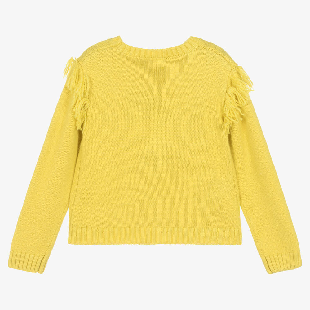 Boboli-Желтый вязаный свитер с кисточками | Childrensalon Outlet