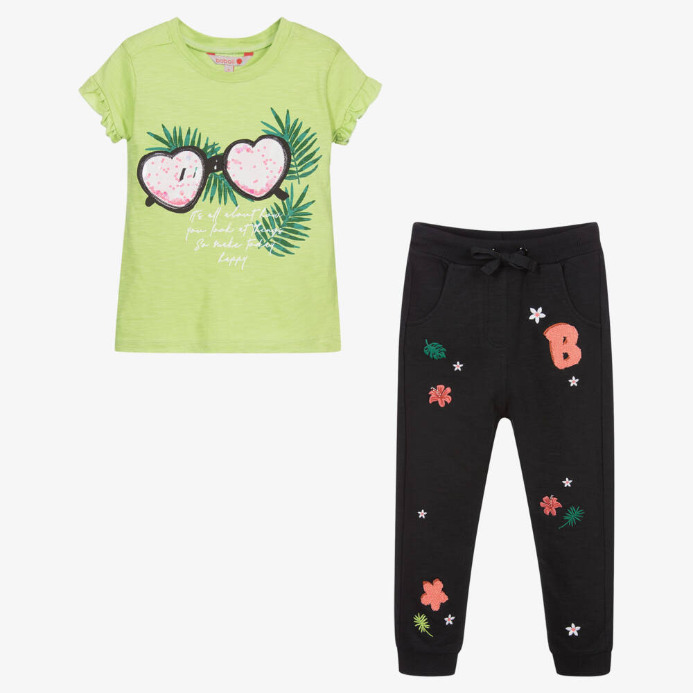 Boboli-Green & Black Joggers Set | Childrensalon Outlet