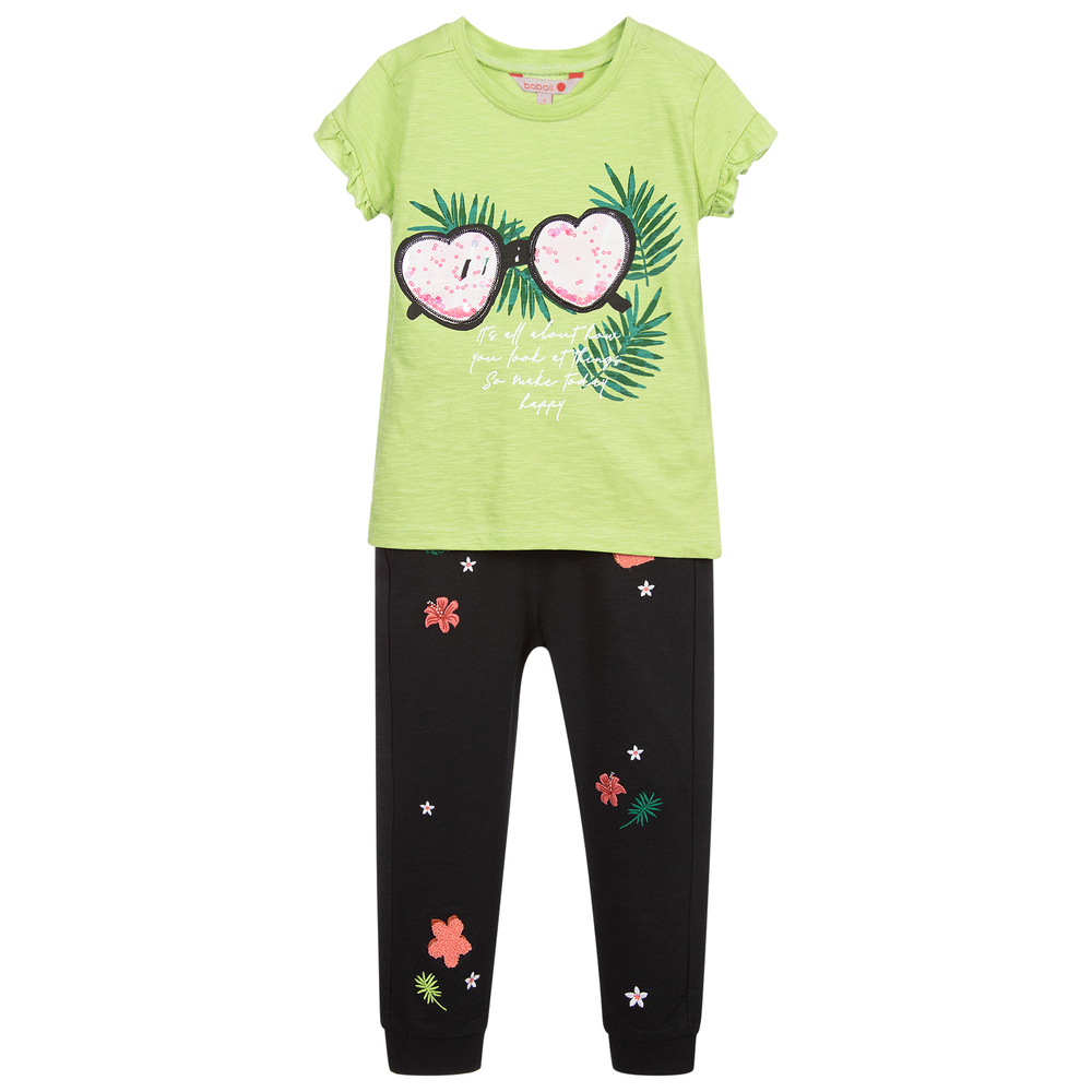 Boboli - Комплект зеленого и черного цвета со спортивными брюками | Childrensalon