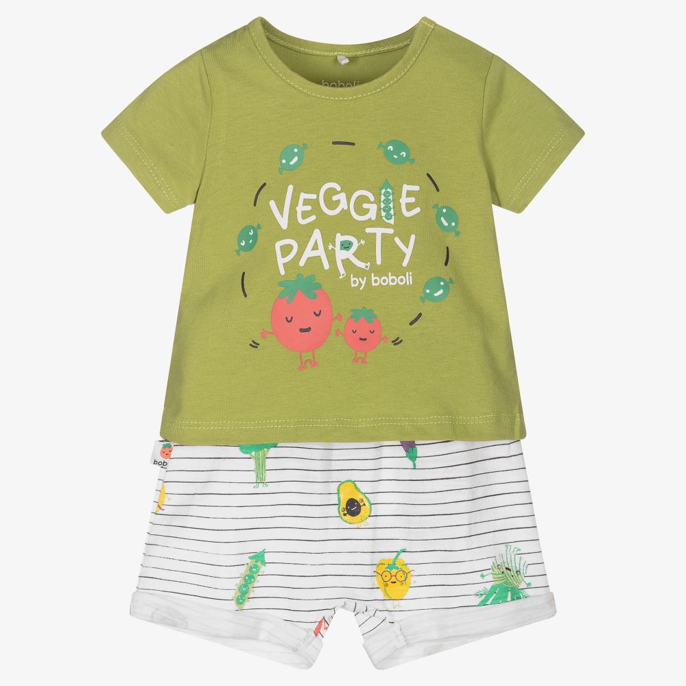 Boboli - Grünes Baby-Shorts-Set aus Baumwolle | Childrensalon