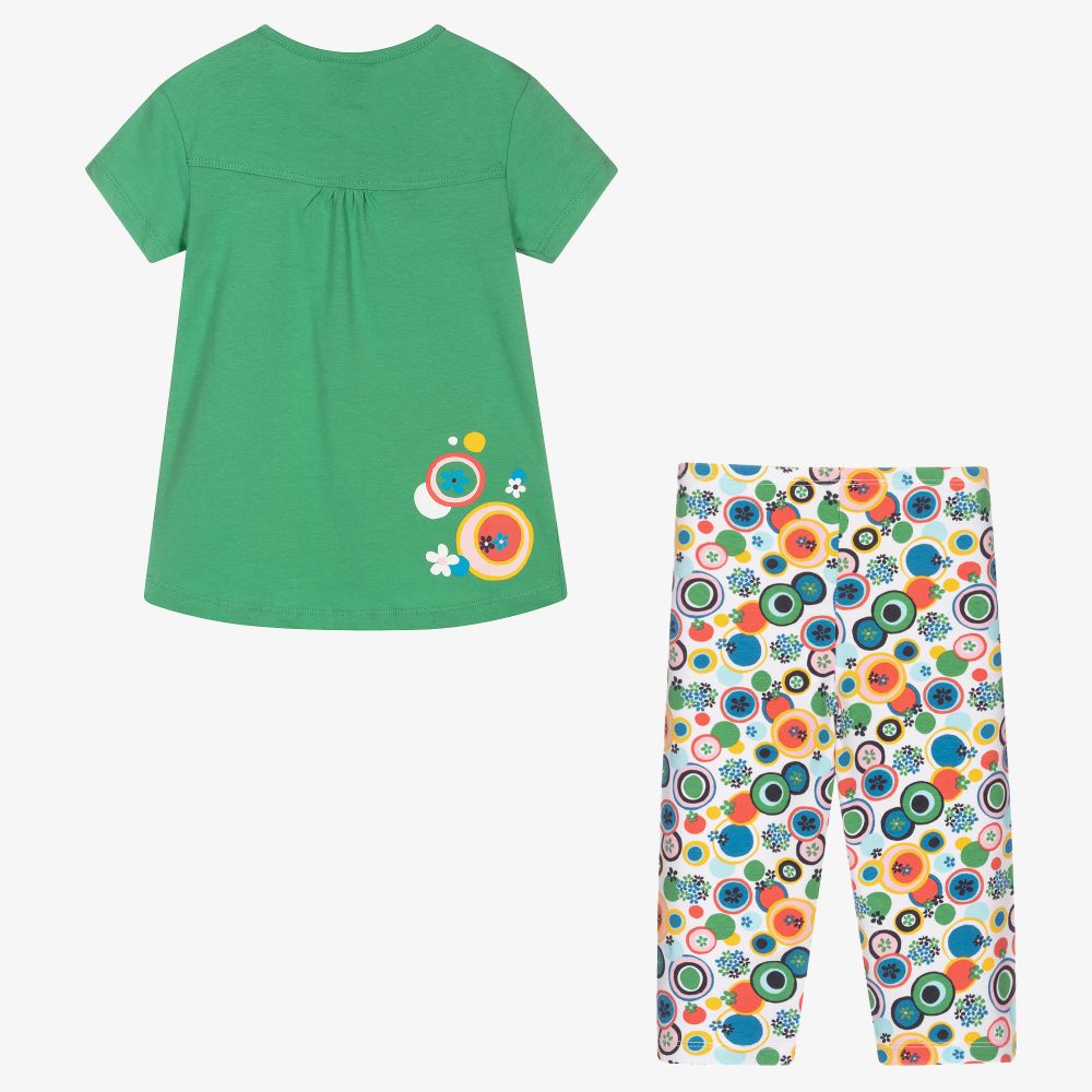 Boboli-Зеленая футболка и легинсы с цветами | Childrensalon Outlet